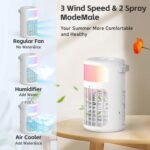 Portable Air Conditioner, 2026 Upgraded 4-IN-1 Portable Ice Fan with 3 Cooling Speeds & 1500ml Water Tank, 2 Cool Mist Ultra-Quiet Desktop AC Fan with Remote & 2-8H Timer for Bedroom, Office, Home - Image 6