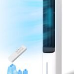 Portable evaporative air cooler tower with LED touch panel